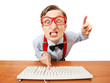 Foto: Furious guy with computer Furious guy with computer