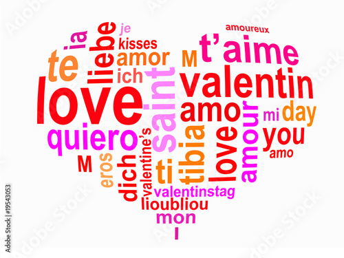 Nuage de mots amour en forme de coeur