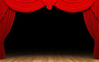 Red velvet curtain opening scene