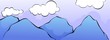 Illustration of a cliff of blue mountain with clouds