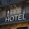 European hotel sign