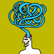 man with idea leaving its head