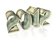 Photographie : The inscription 2012 made of banknotes. Isolated