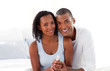 Jolly couple finding out results of a pregnancy test