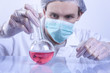 Scientist holding Molecues