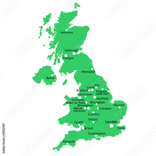 map of uk with cities. UK map with main towns and