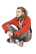 young dreadlock man sit isolated young dreadlock man sit isolated
