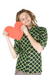 young dreadlock man with red paper heart isolated young dreadlock man with red paper heart isolated