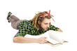 young dreadlock man reading book isolated young dreadlock man reading book isolated