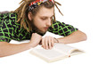 young dreadlock man reading book isolated young dreadlock man reading book isolated