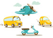 Vector: Cartoon vehicles vector illustration Cartoon vehicles vector illustration