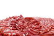 Cutting sausage and cured meat on a celebratory table