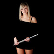 Portrait of a woman playing transverse flute
