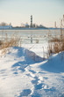 Footpath to lighthouse in deep snow