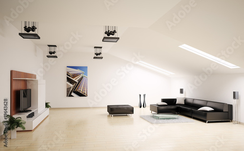Wohnzimmer dachboden 3d render