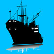 Cargo ship silhouette