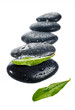spa stones with leaf