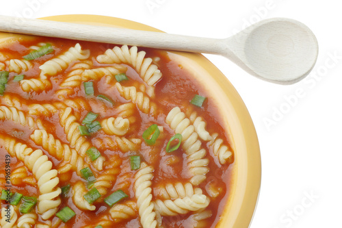 Tomato soup with pasta.