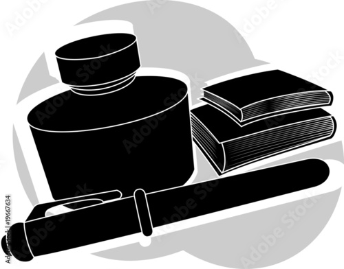 Illustration: Illustration of study equipments with ink pot Illustration of study equipments with ink pot