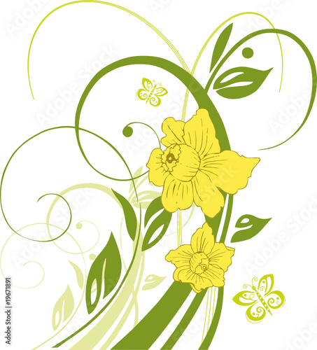 Vektor: Ostern, Osterglocken, Narzissen, Blume, Blüte, floral Ostern, Osterglocken, Narzissen, Blume, Blüte, floral