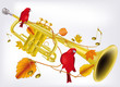 trumpet and ornament from leaves of birds