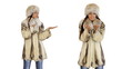 Young beautiful woman in winter cold
