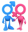 Symbolic Couple. Mars and Venus cartoons, standing together Symbolic Couple. Mars and Venus cartoons, standing together