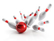 white skittles and red ball on white background white skittles and red ball on white background
