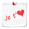 JE T’AIME Message Papier (Coeur Cœur Amour Saint Valentin Note)
