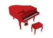 Beautiful red grand piano isolated on white background
