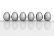 Six Grey Metallic Eggs in a Line
