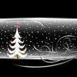 black and white christmas tree card