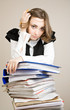 Secretary with a lot of documents