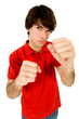 Young man in boxing pose