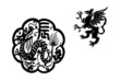 Chinese dragon and griffon in black and white Chinese dragon and griffon in black and white