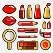 lips cosmetic icon set