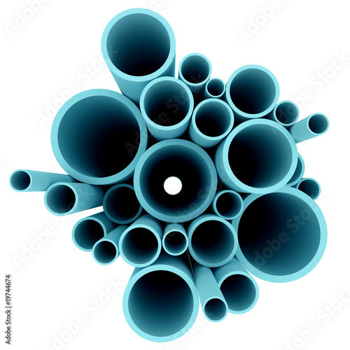 Illustration: 3d rendered blue pipes isolated on white background 3d rendered blue pipes isolated on white background
