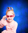 beautiful girl on blue background