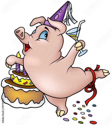 Happy Birthday Cartoon Images. Dancing Pig - Happy Birthday