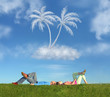 lying couple on grass and dream island collage lying couple on grass and dream island collage