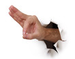 Handzeichen ok durch Papierwand Handzeichen ok durch Papierwand