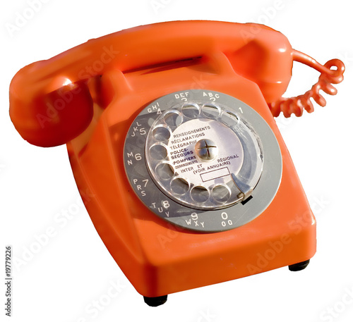 Photo: ancien téléphone à cadran orange des années 80 ancien téléphone à cadran orange des années 80