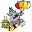 Hippo Happy Birthday - detailed colored illustration