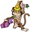 Monkey and Gift - detailed colored illustration Monkey and Gift - detailed colored illustration