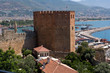 Red Tower and ruins of Ottoman fortress in Alanya, Turkey