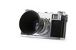 Old photographic camera isolated over white Old photographic camera isolated over white