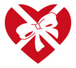 Simple symbol of heart in gift tape