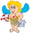 Cupid playing harp