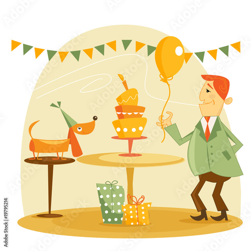Zoom Not Available : Vector images are scalable to any size. Birthday party vector illustration
