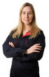 Tradeswoman wearing overalls